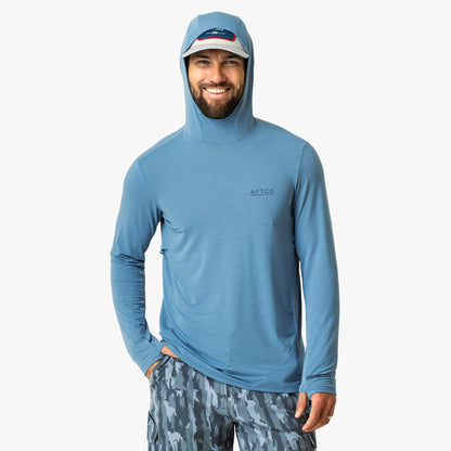 Mens AFTCO Tailwind Long Sleeve Hooded Sun Protection Shirt