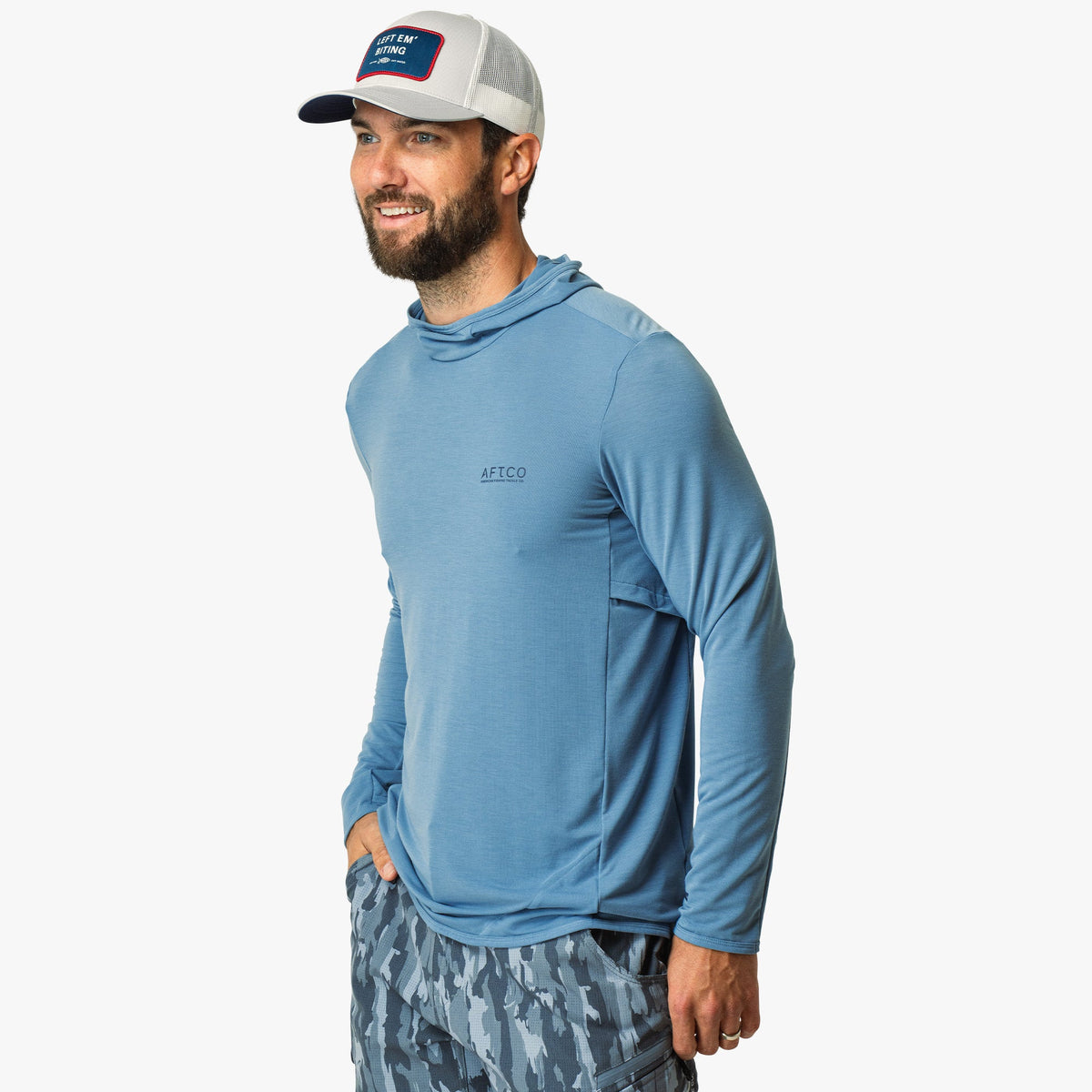 Mens AFTCO Tailwind Long Sleeve Hooded Sun Protection Shirt