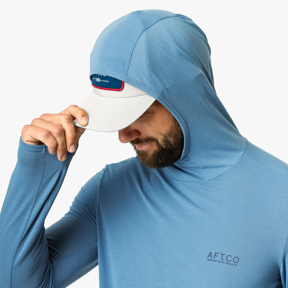 Mens AFTCO Tailwind Long Sleeve Hooded Sun Protection Shirt