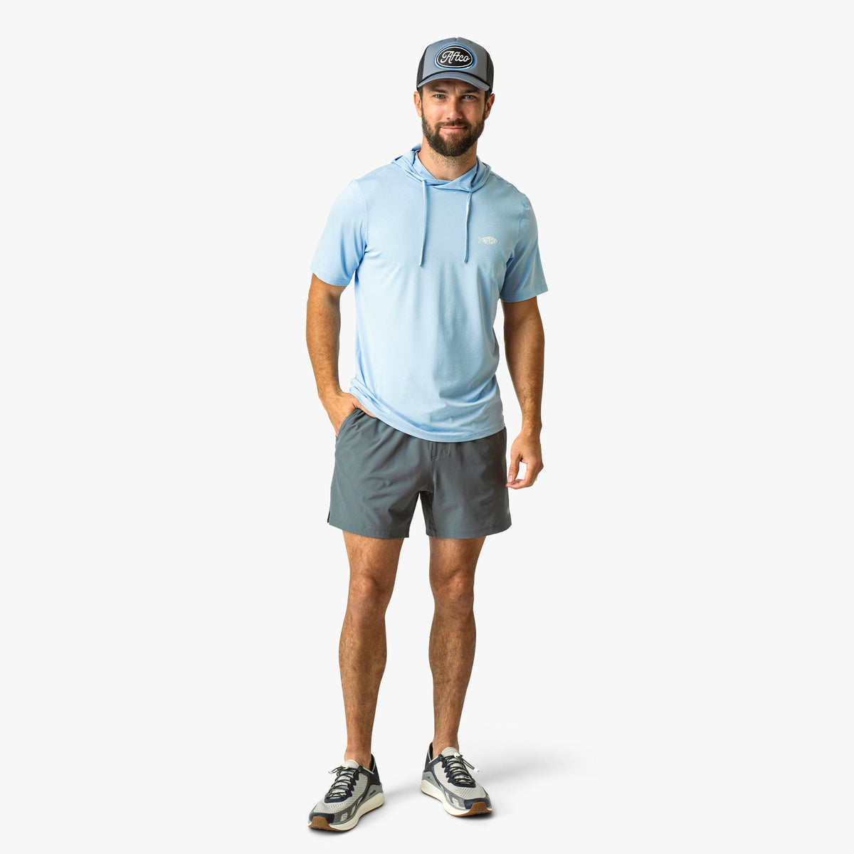 Mens AFTCO Samurai Short Sleeve Hooded Sun Protection Shirt