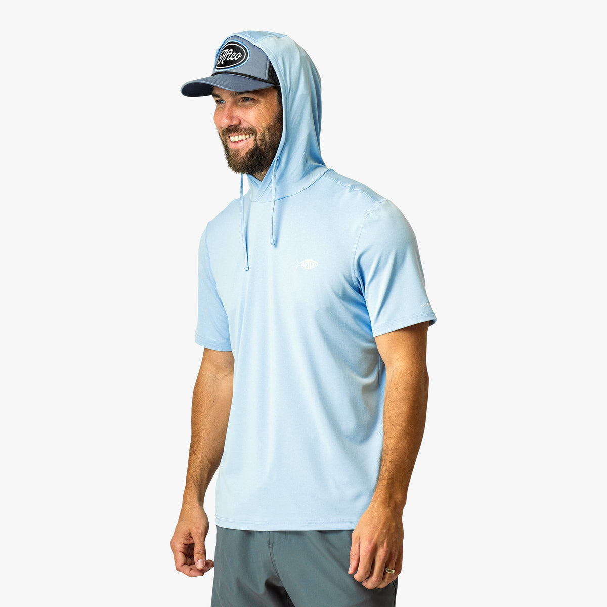 Mens AFTCO Samurai Short Sleeve Hooded Sun Protection Shirt
