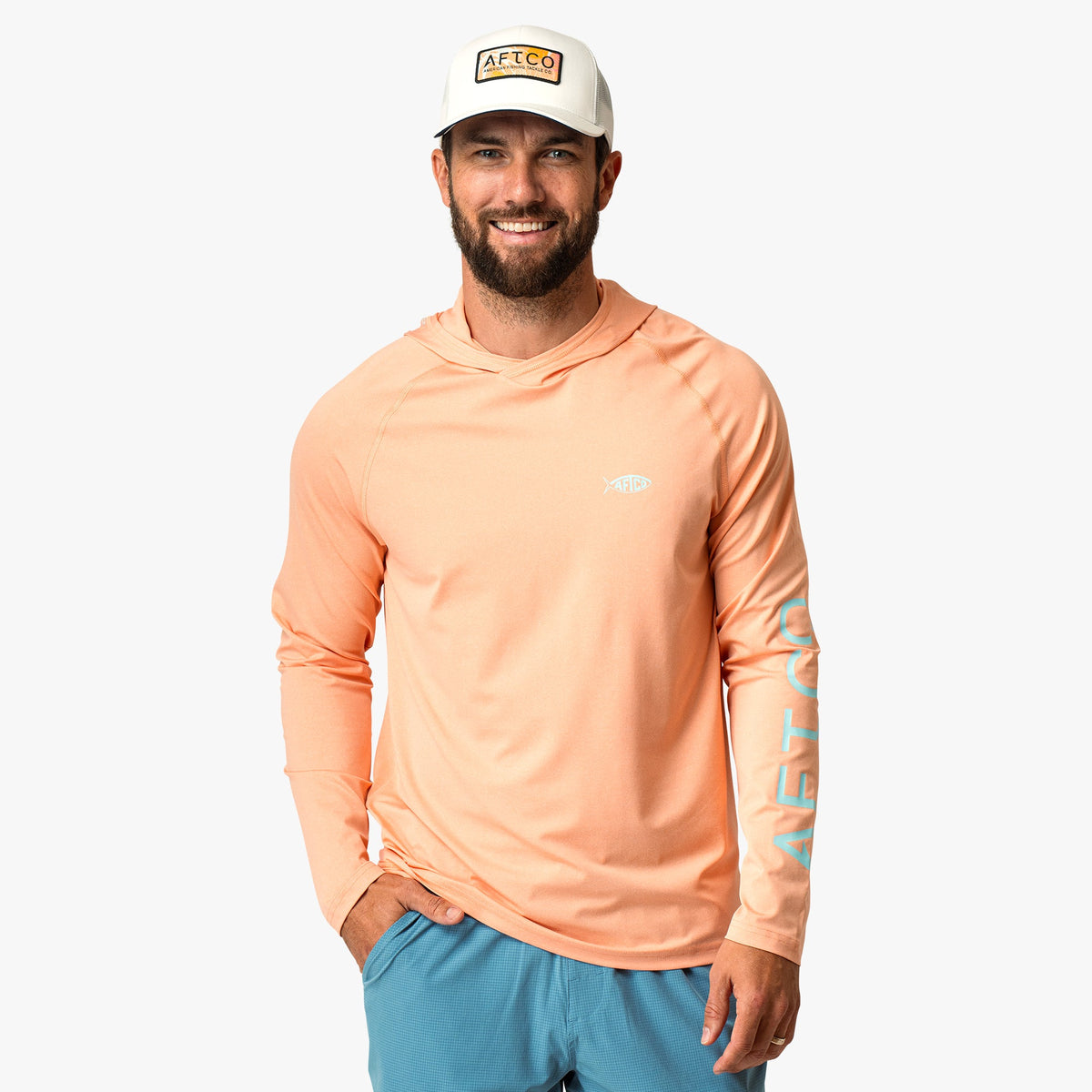 Mens AFTCO Samurai Long Sleeve Sun Protection Hoodie
