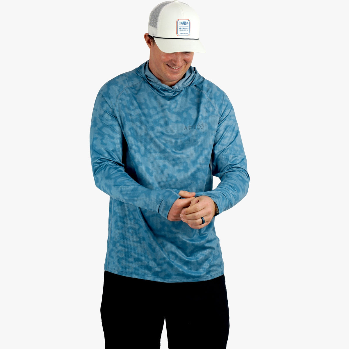 Mens AFTCO Adapt Phase Change Hooded Fishing Shirt