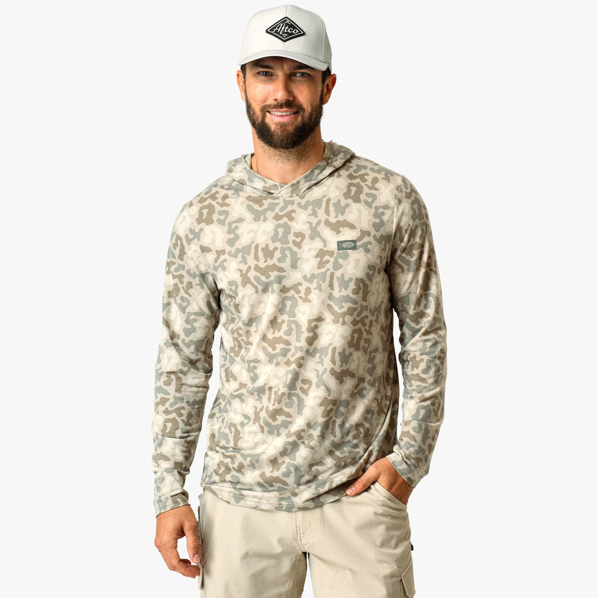 Mens AFTCO Ocean Bound Hooded Performance Shirt