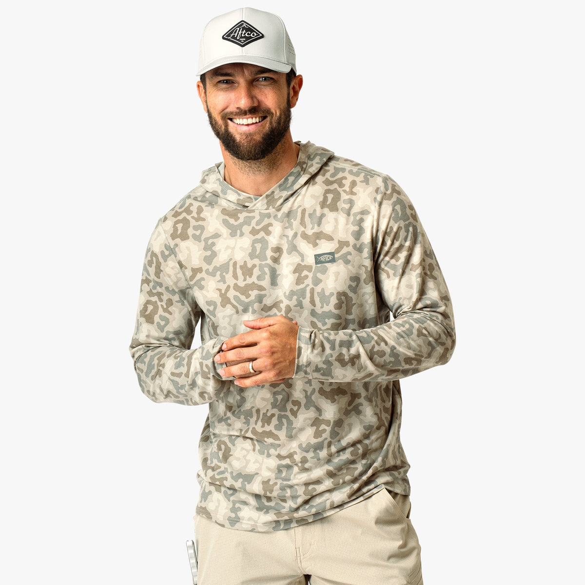 Mens AFTCO Ocean Bound Hooded Performance Shirt