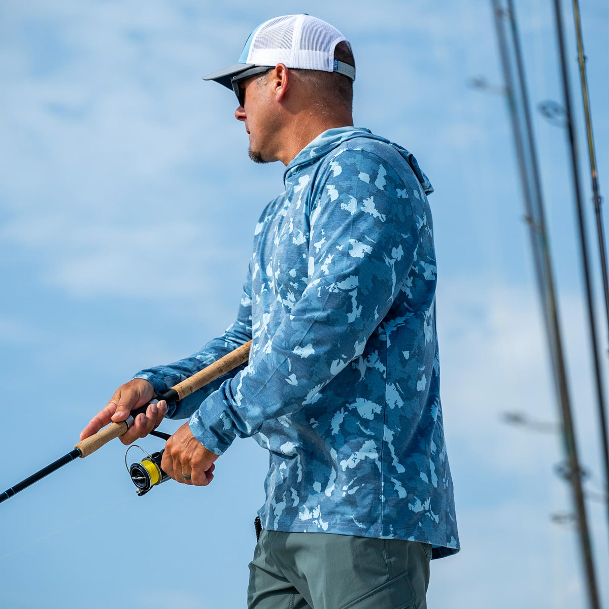 Mens AFTCO Ocean Bound Hooded Performance Shirt