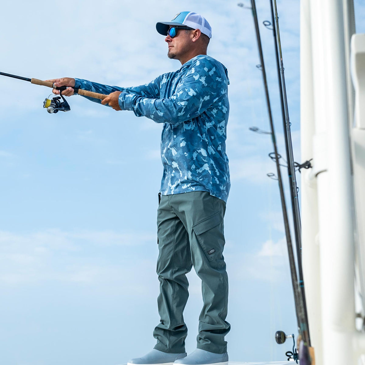 Mens AFTCO Ocean Bound Hooded Performance Shirt