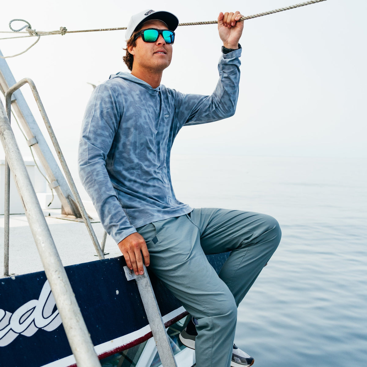 Mens AFTCO Ocean Bound Hooded Performance Shirt