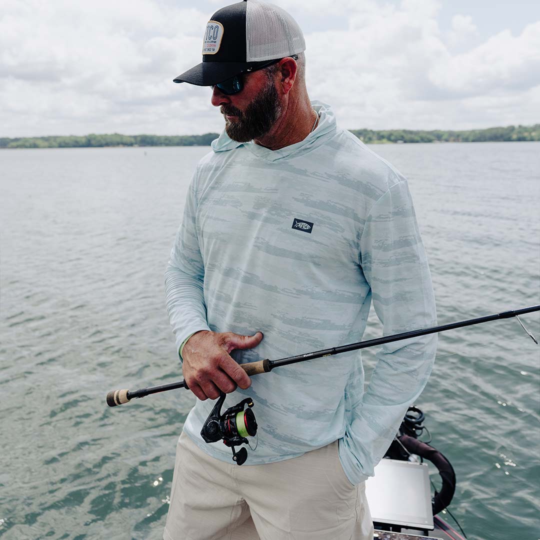 Mens AFTCO Ocean Bound Hooded Performance Shirt