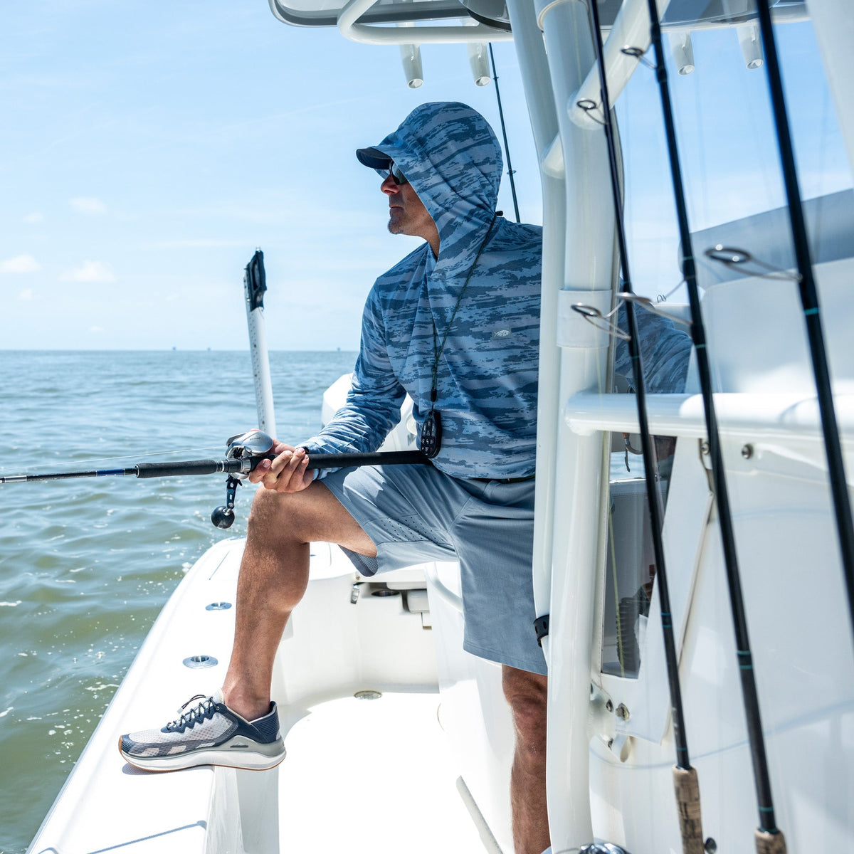 Mens AFTCO Ocean Bound Hooded Performance Shirt