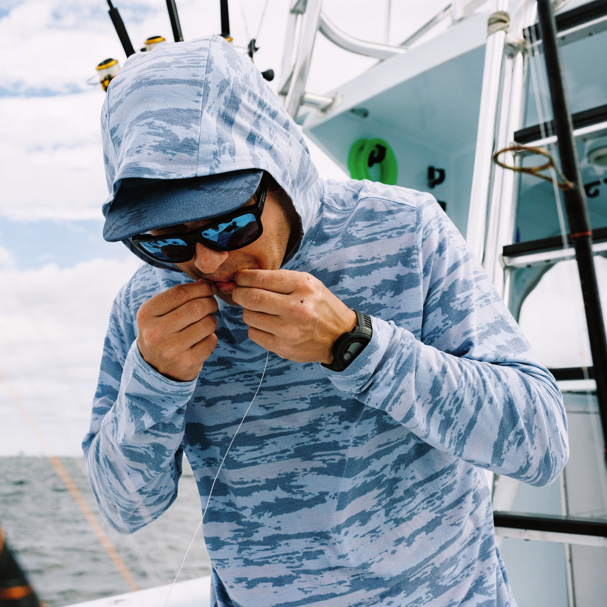 Mens AFTCO Ocean Bound Hooded Performance Shirt