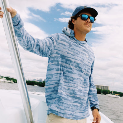 Mens AFTCO Ocean Bound Hooded Performance Shirt
