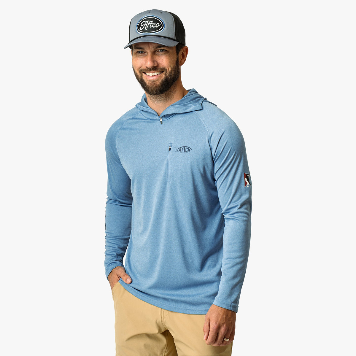 Mens AFTCO Jason Christie's Hooded LS Bass Fishing Performance Shirt