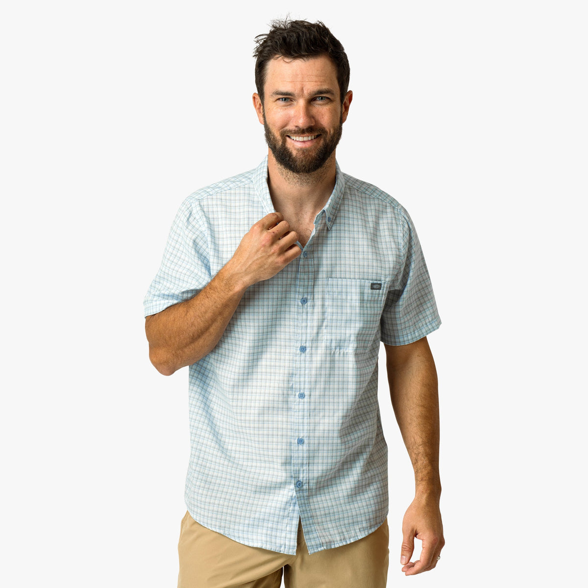 Mens AFTCO Dorsal Short Sleeve Button Down Shirt
