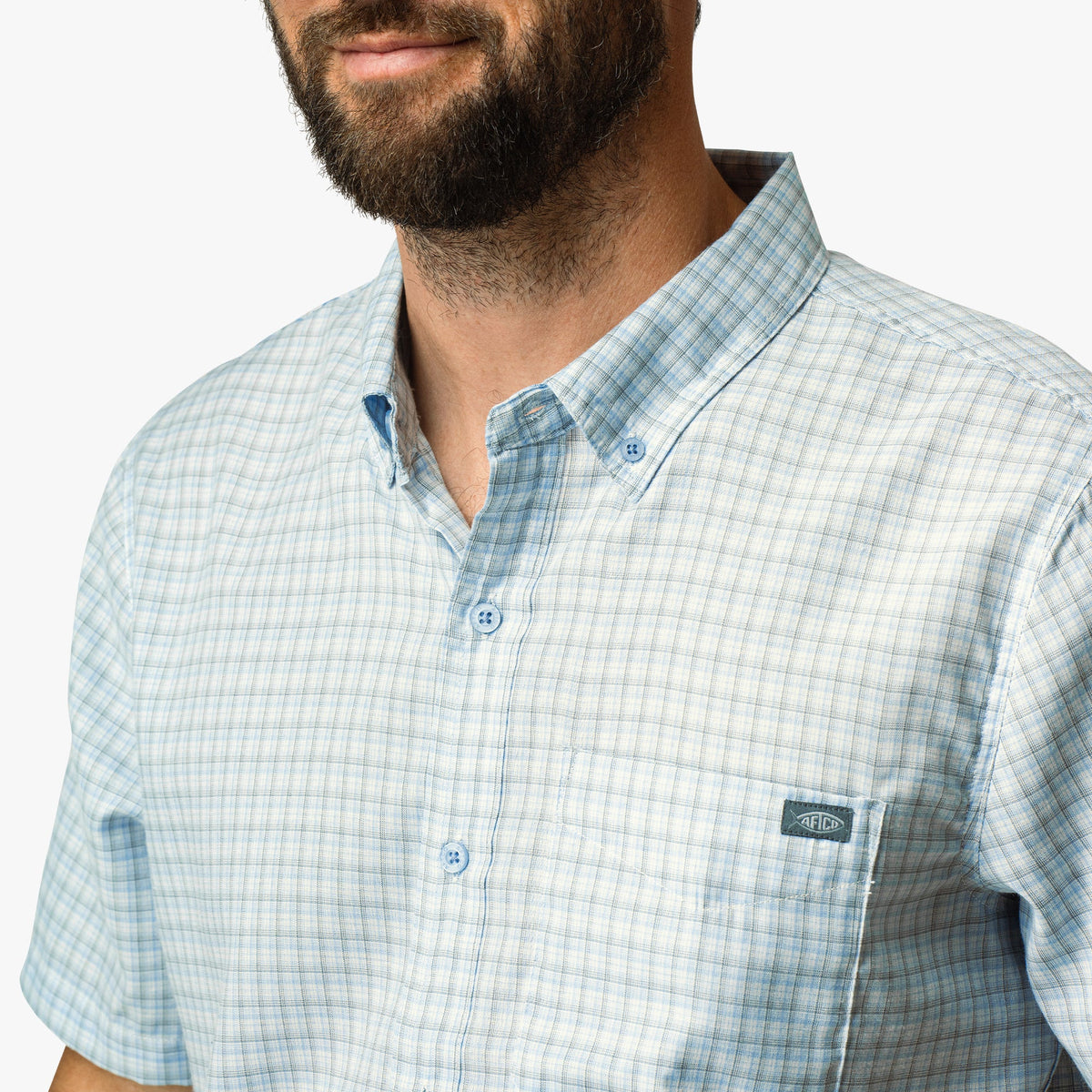 Mens AFTCO Dorsal Short Sleeve Button Down Shirt