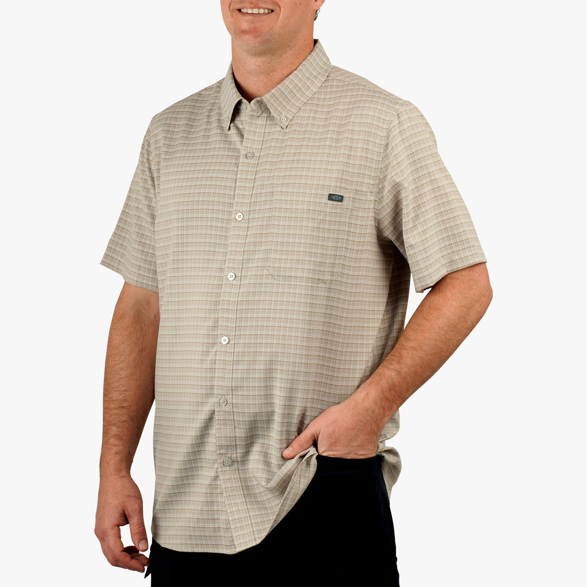 Mens AFTCO Dorsal Short Sleeve Button Down Shirt