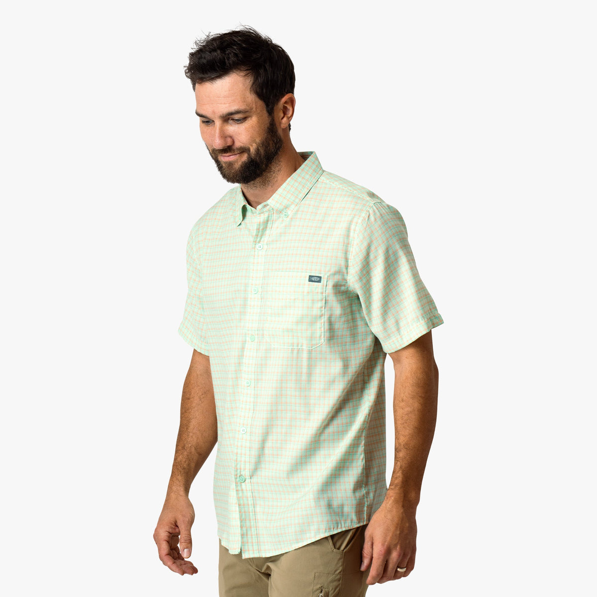 Mens AFTCO Dorsal Short Sleeve Button Down Shirt