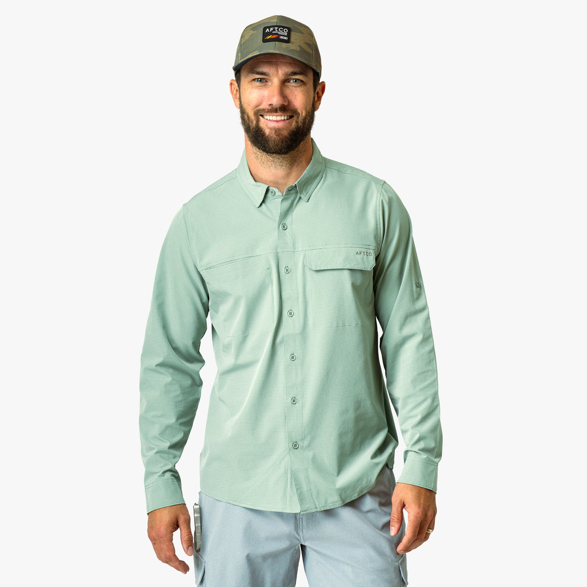 Mens AFTCO Air-O Mesh LS Fishing Button Up Shirts