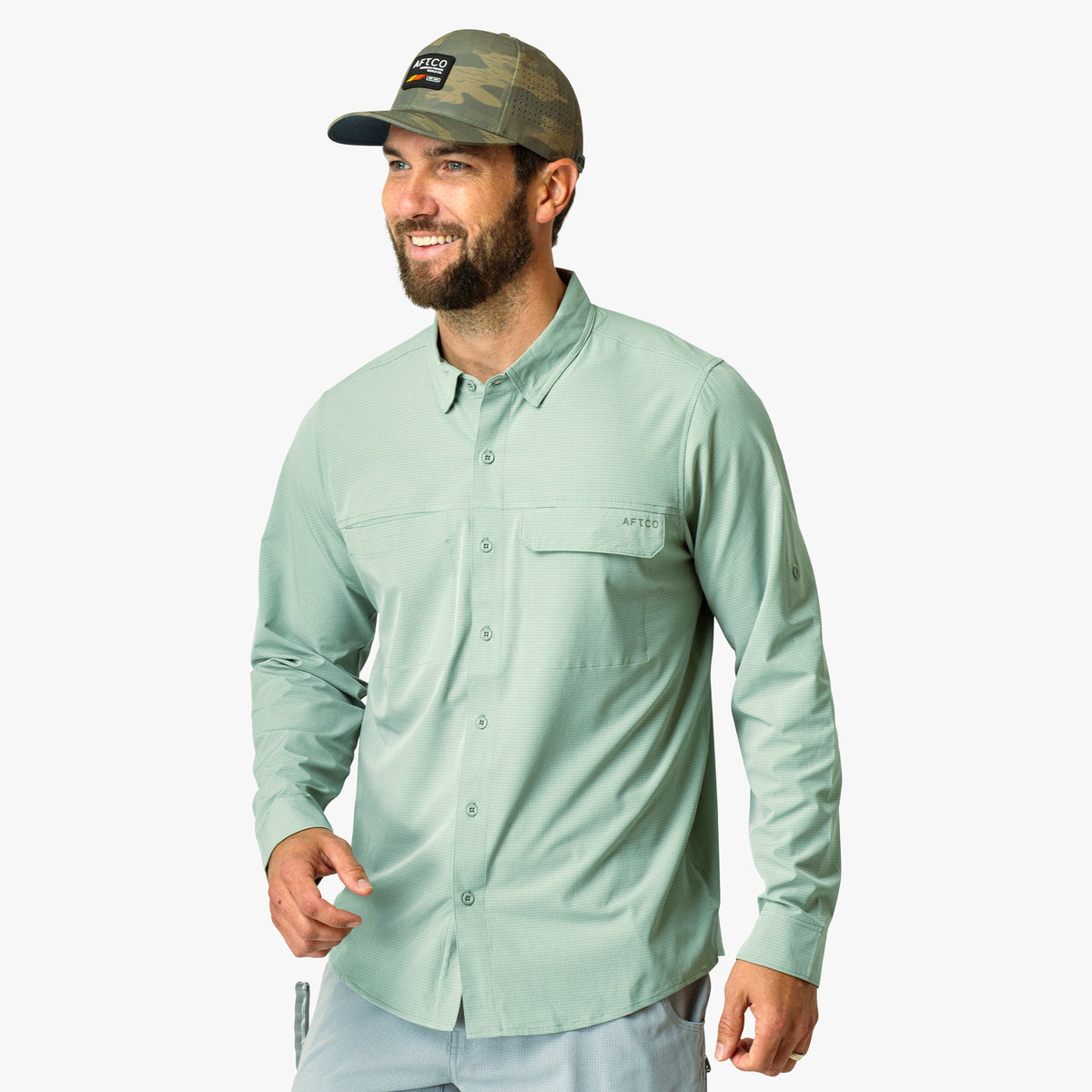 Mens AFTCO Air-O Mesh LS Fishing Button Up Shirts