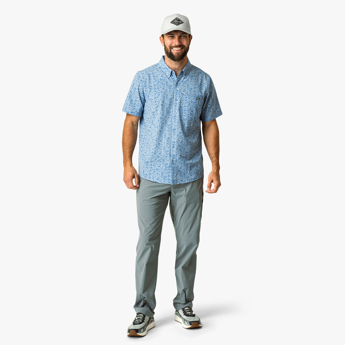 Mens AFTCO Boatbar Printed Button Down Fishing Shirt