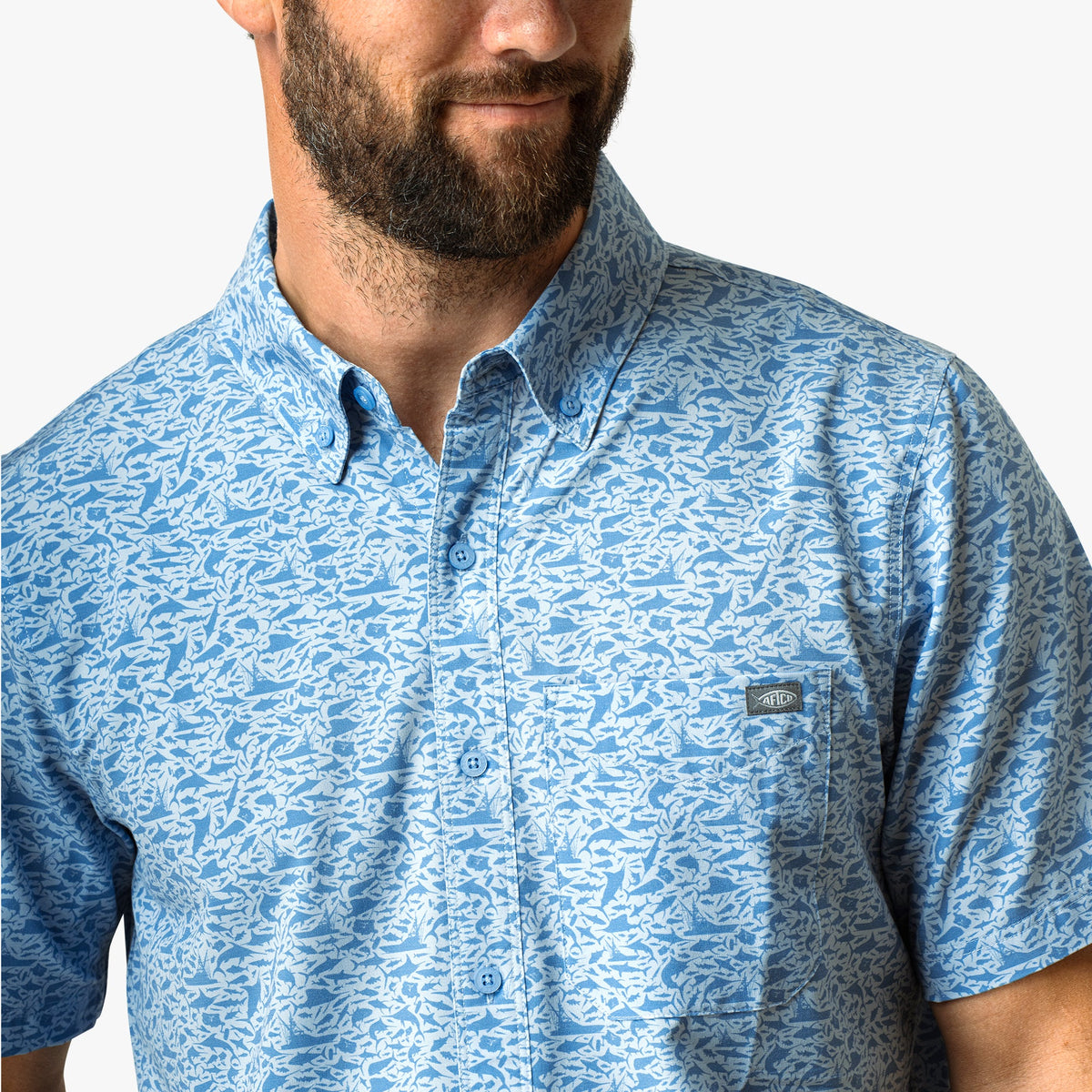 Mens AFTCO Boatbar Printed Button Down Fishing Shirt