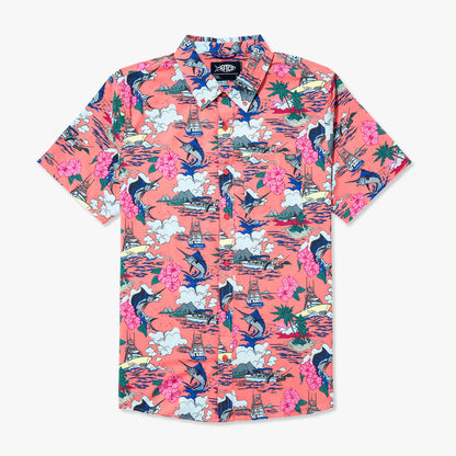Mens AFTCO Boatbar Printed Button Down Fishing Shirt