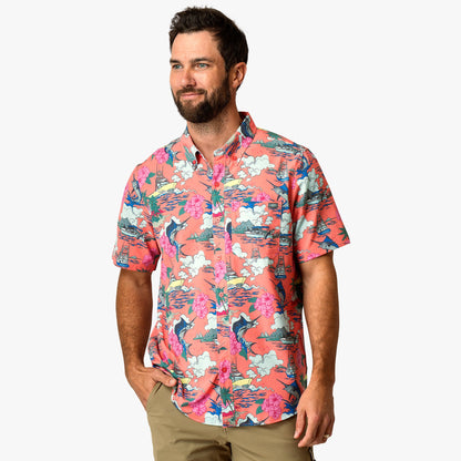 Mens AFTCO Boatbar Printed Button Down Fishing Shirt