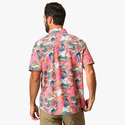 Mens AFTCO Boatbar Printed Button Down Fishing Shirt