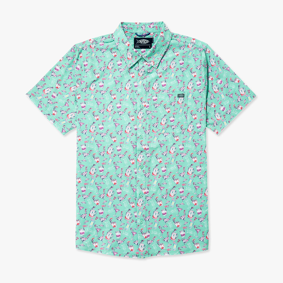 Mens AFTCO Boatbar Printed Button Down Fishing Shirt