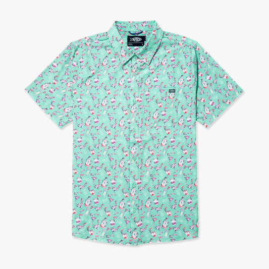 Mens AFTCO Boatbar Printed Button Down Fishing Shirt