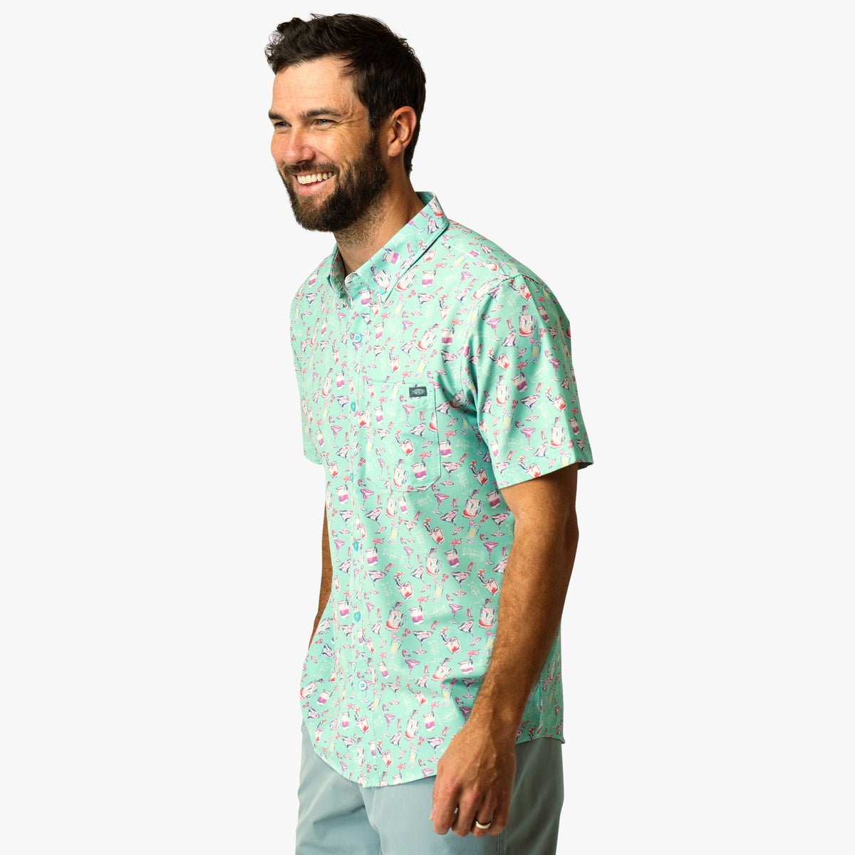 Mens AFTCO Boatbar Printed Button Down Fishing Shirt