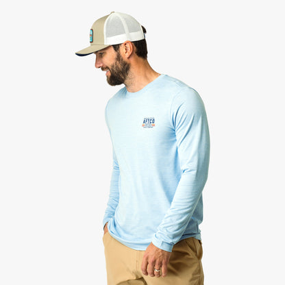 Mens AFTCO License Plate Long Sleeve Sun Protection Shirt