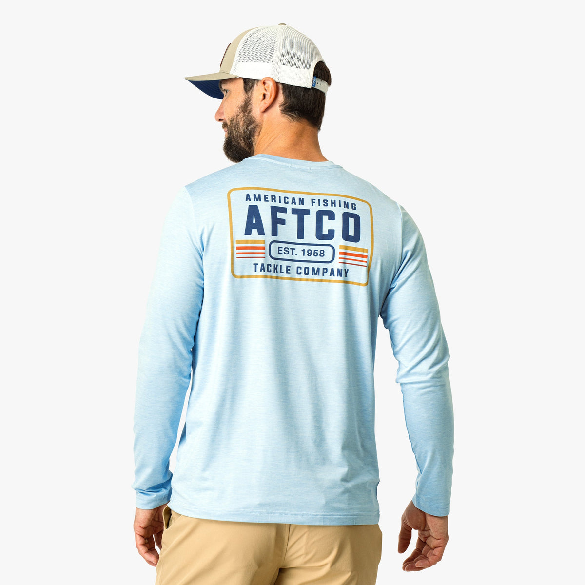 Mens AFTCO License Plate Long Sleeve Sun Protection Shirt