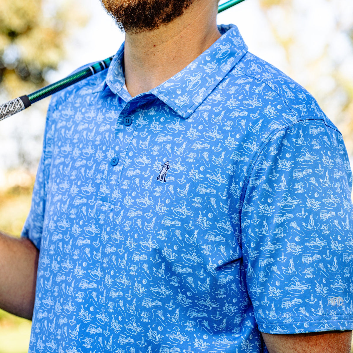 Mens AFTCO Fairwaves Boatbar Performance Polo