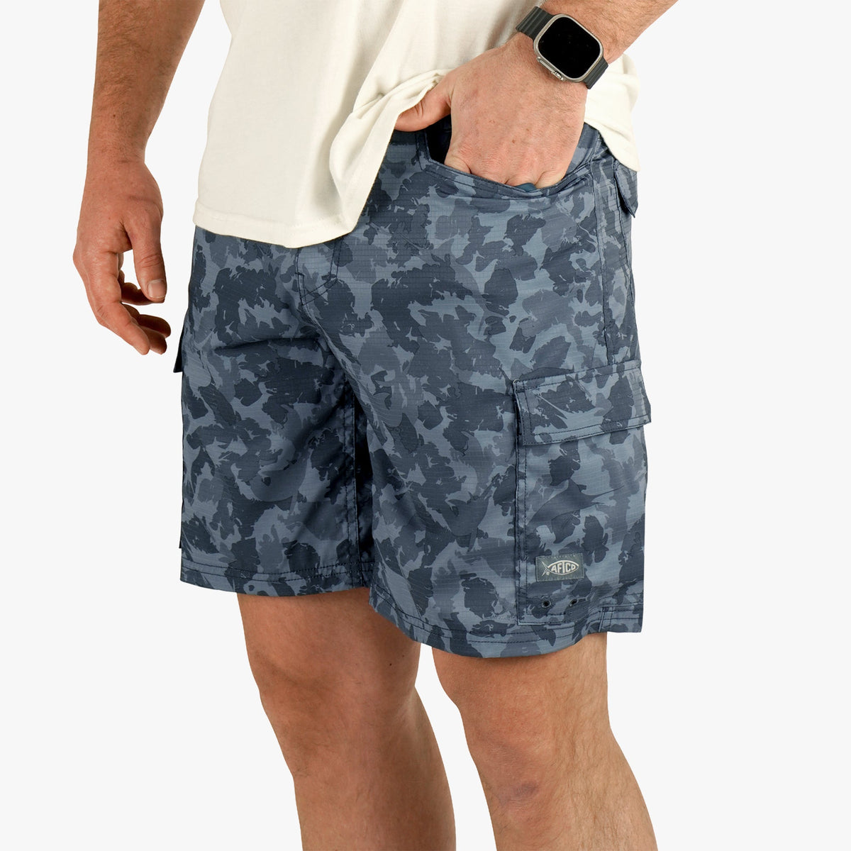 Mens AFTCO Deckhand Camo Fishing Cargo Shorts