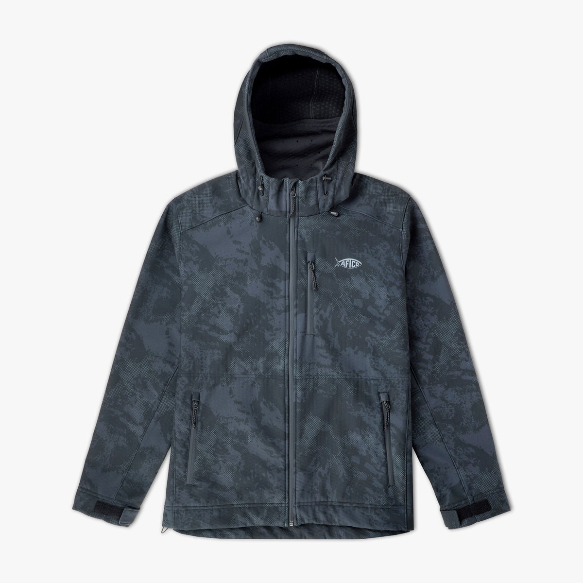 Mens AFTCO Reaper Tactical Zip Up Camo Softshell Jacket