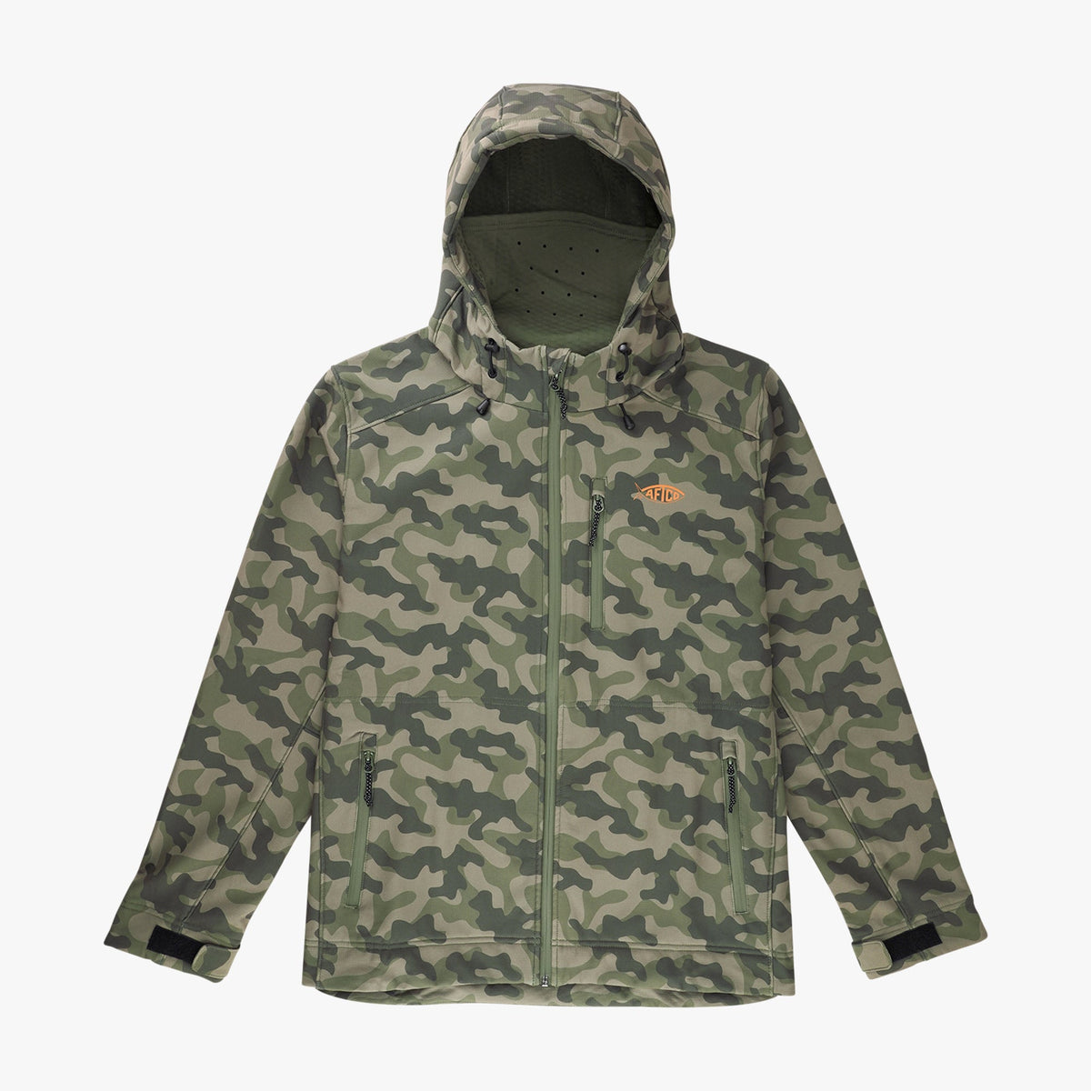 Mens AFTCO Reaper Tactical Zip Up Camo Softshell Jacket