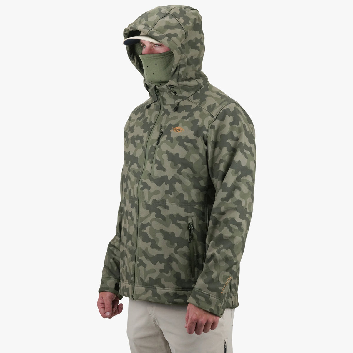 Mens AFTCO Reaper Tactical Zip Up Camo Softshell Jacket