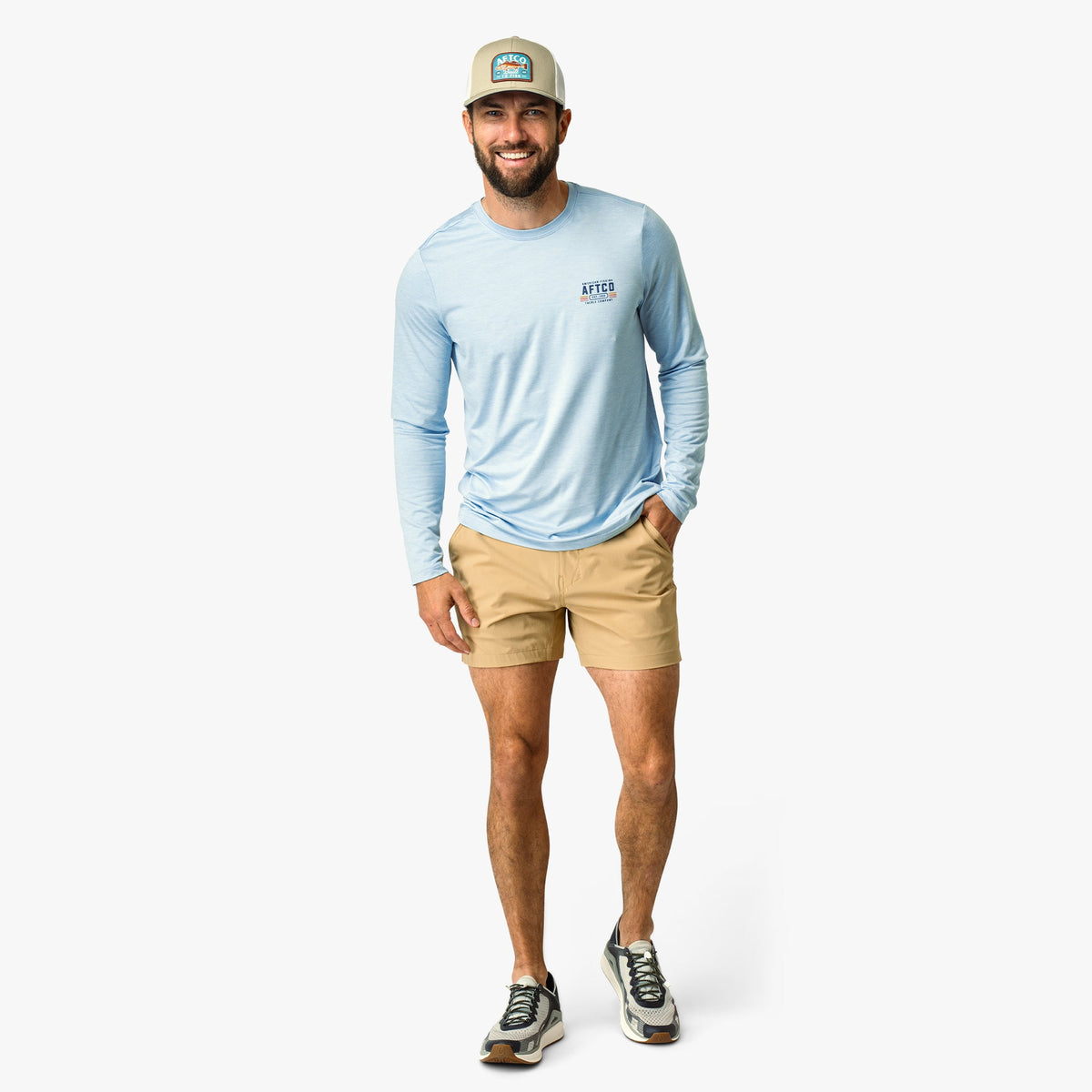 Mens AFTCO License Plate Long Sleeve Sun Protection Shirt