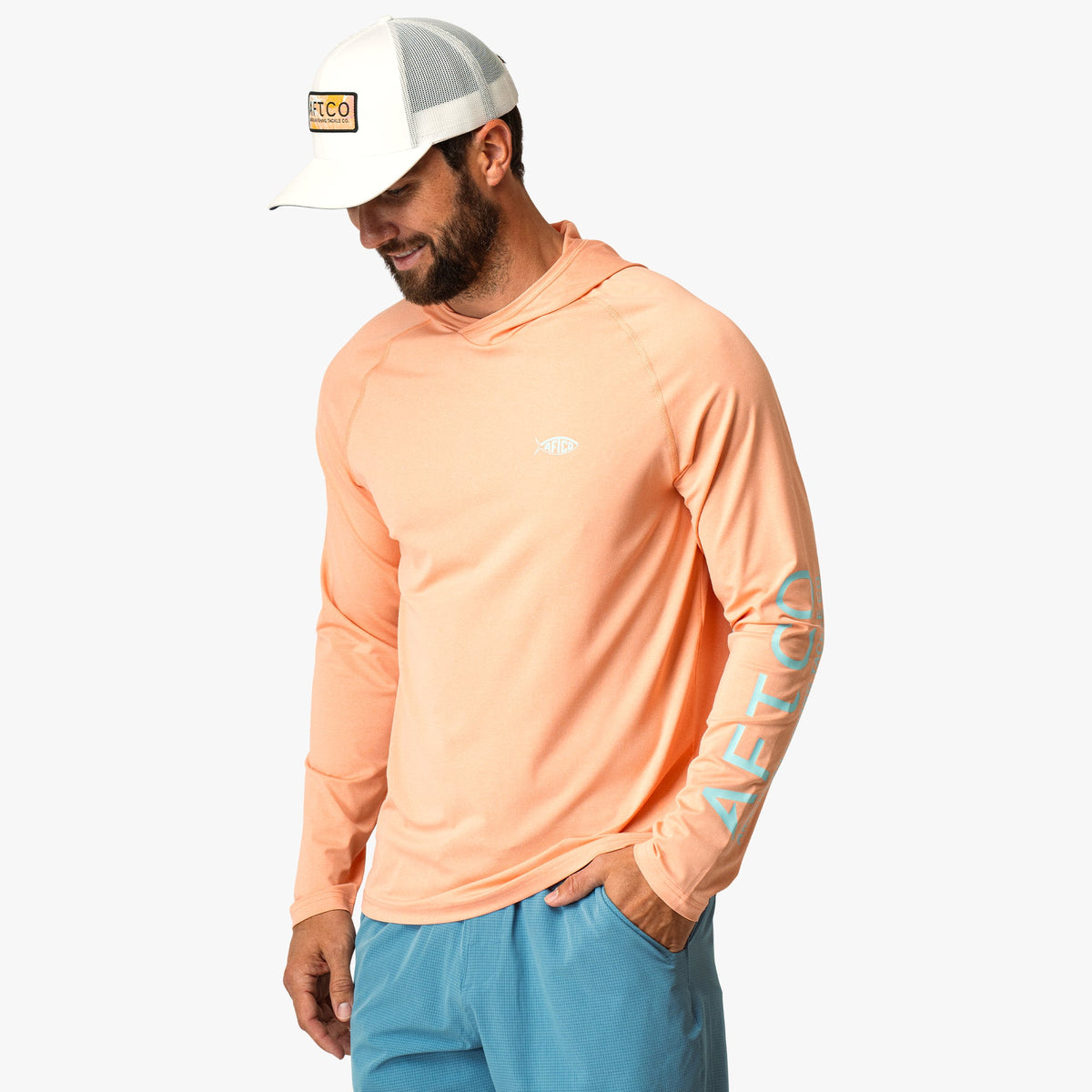Mens AFTCO Samurai Long Sleeve Sun Protection Hoodie