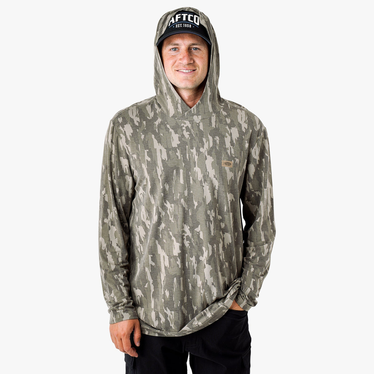 Mens AFTCO Ocean Bound Hooded Performance Shirt