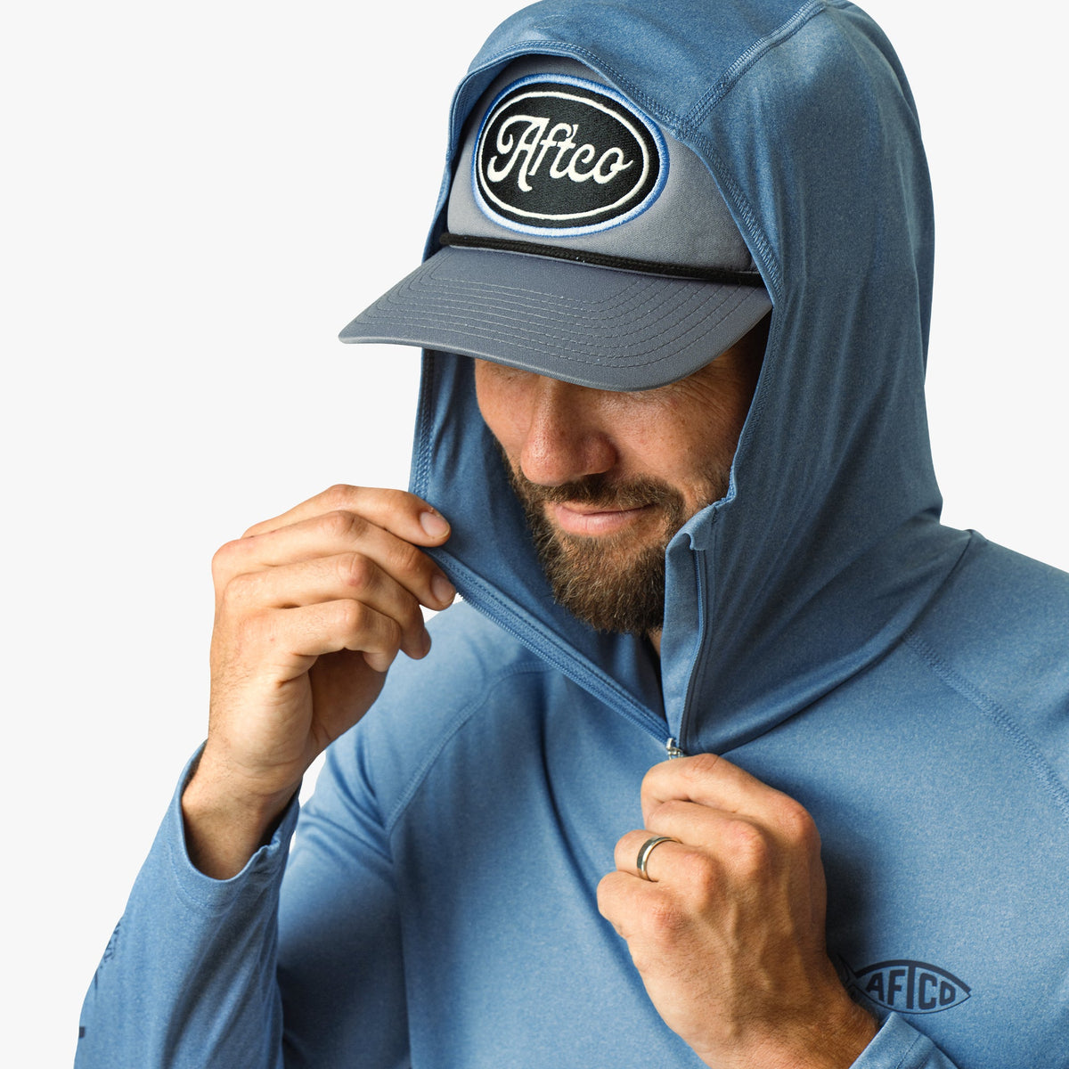 Mens AFTCO Jason Christie's Hooded LS Bass Fishing Performance Shirt