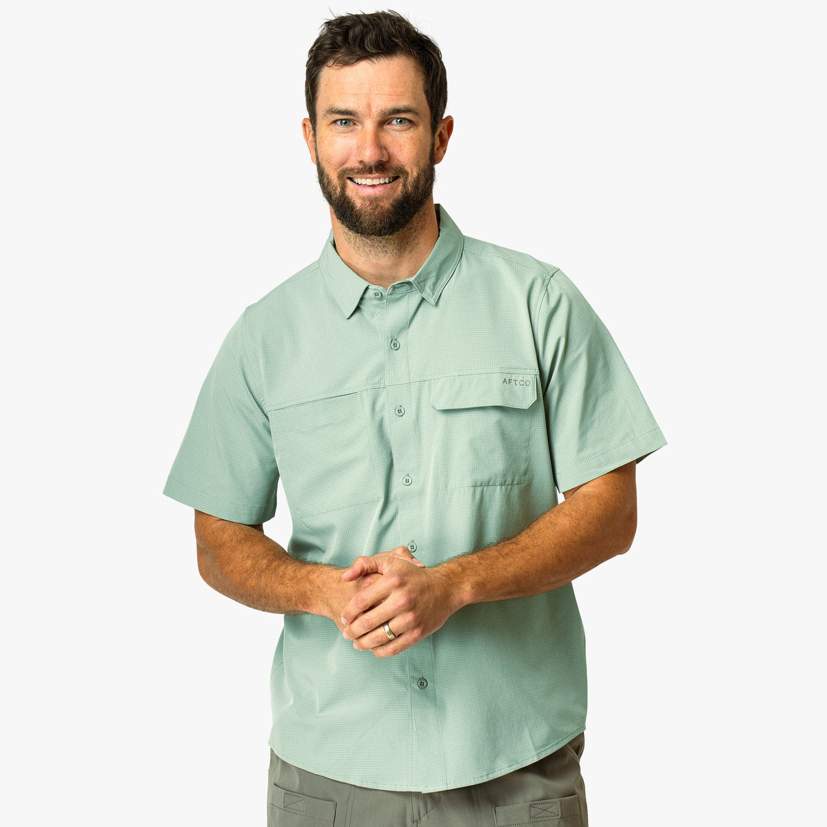 Mens AFTCO Air O Mesh SS Button Down Fishing Shirt
