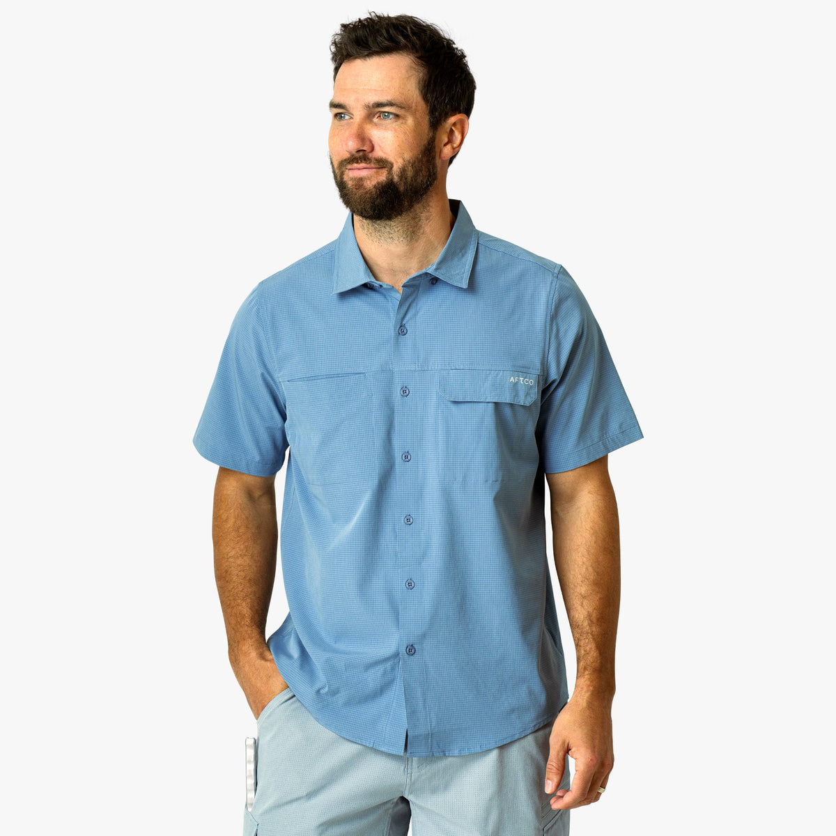 Mens AFTCO Air O Mesh SS Button Down Fishing Shirt