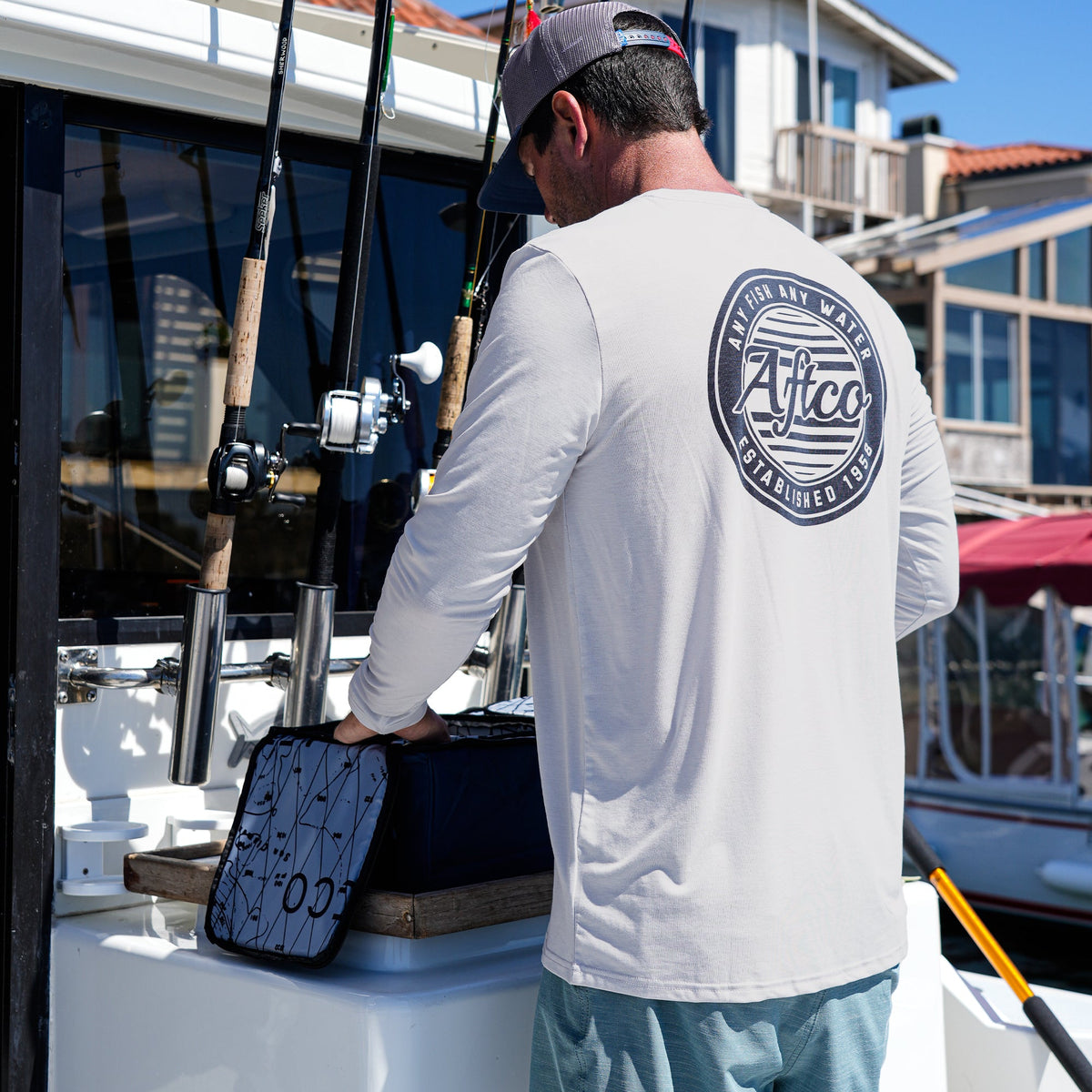 Mens AFTCO Ocean Bound LS UV Protection Fishing Shirts