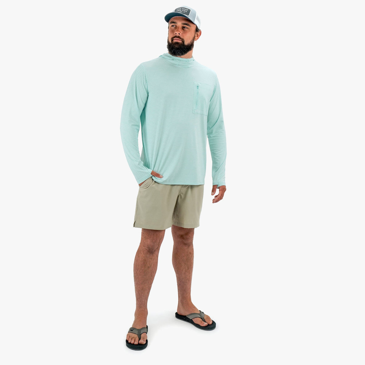 Mens AFTCO Channel Hooded Performance Shirt