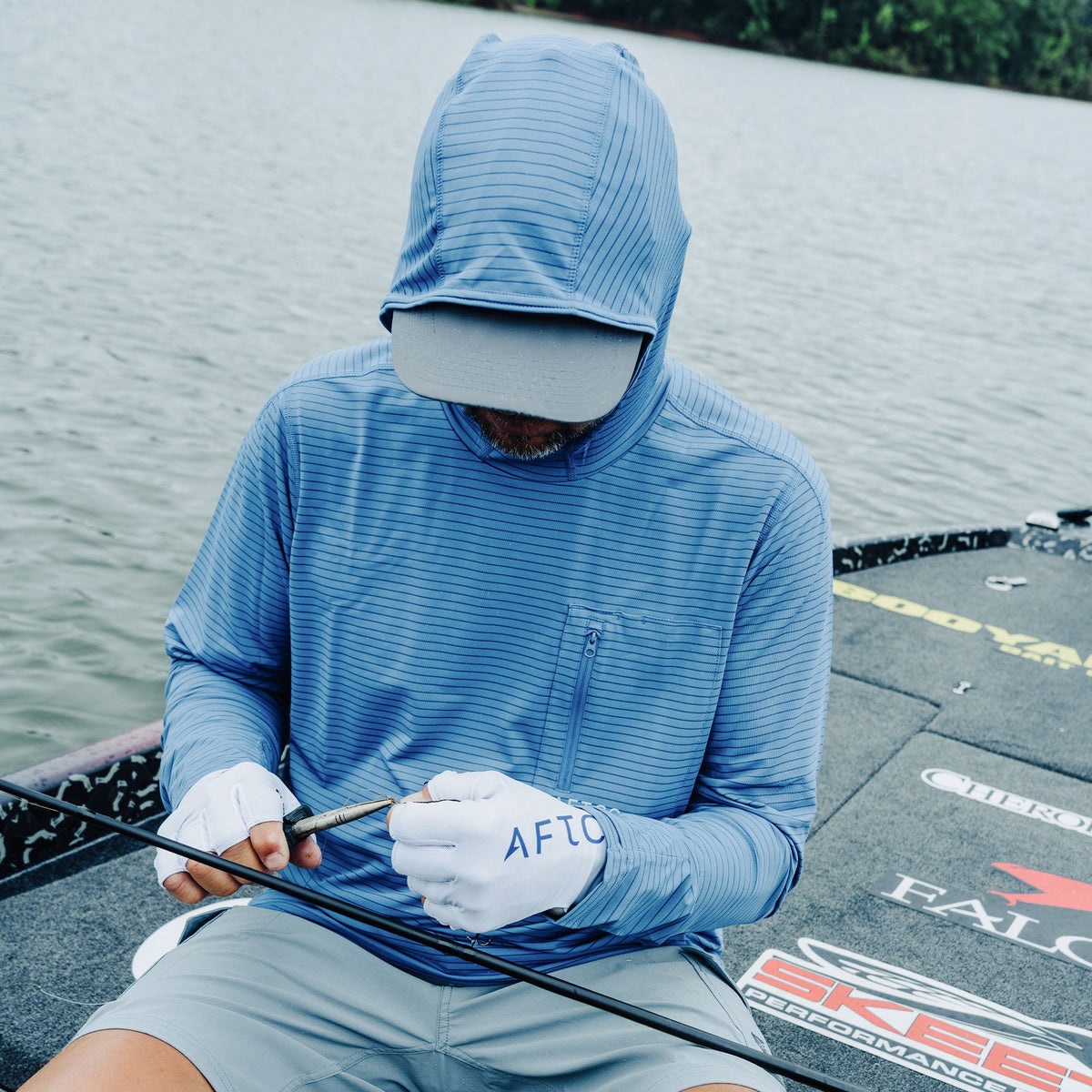 Mens AFTCO Channel Hooded Performance Shirt