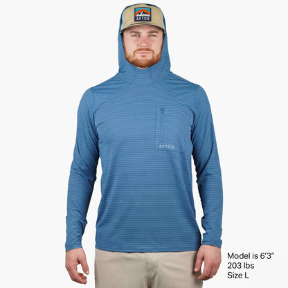 Mens AFTCO Channel Hooded Performance Shirt