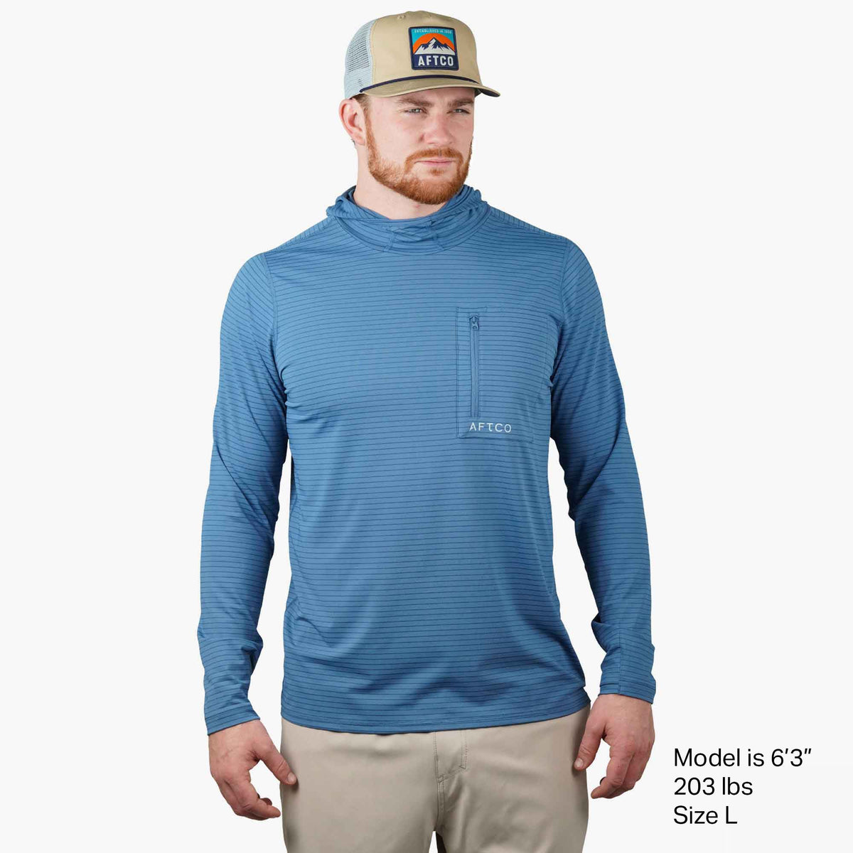 Mens AFTCO Channel Hooded Performance Shirt