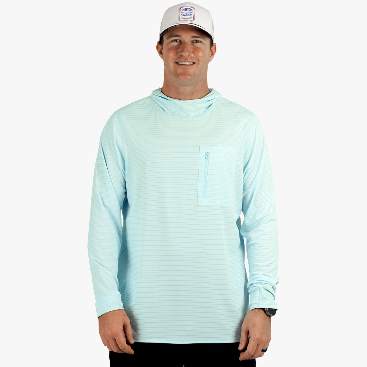 Mens AFTCO Channel Hooded Performance Shirt